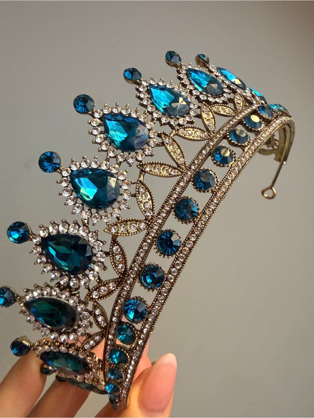Crystal Teardrop Blue Tiara Crown -